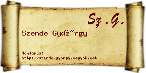 Szende György névjegykártya