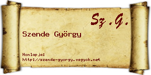 Szende György névjegykártya